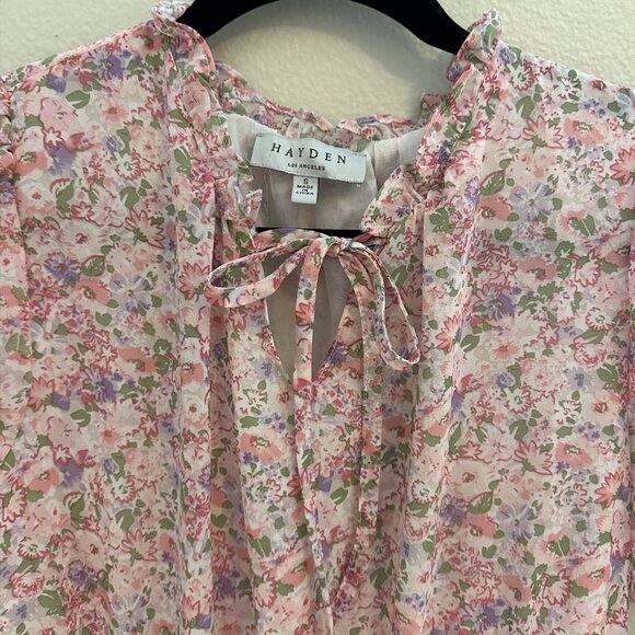 Pink Floral Ruffle Tiered Maternity Midi Dress Size Small - Picture 4 of 5